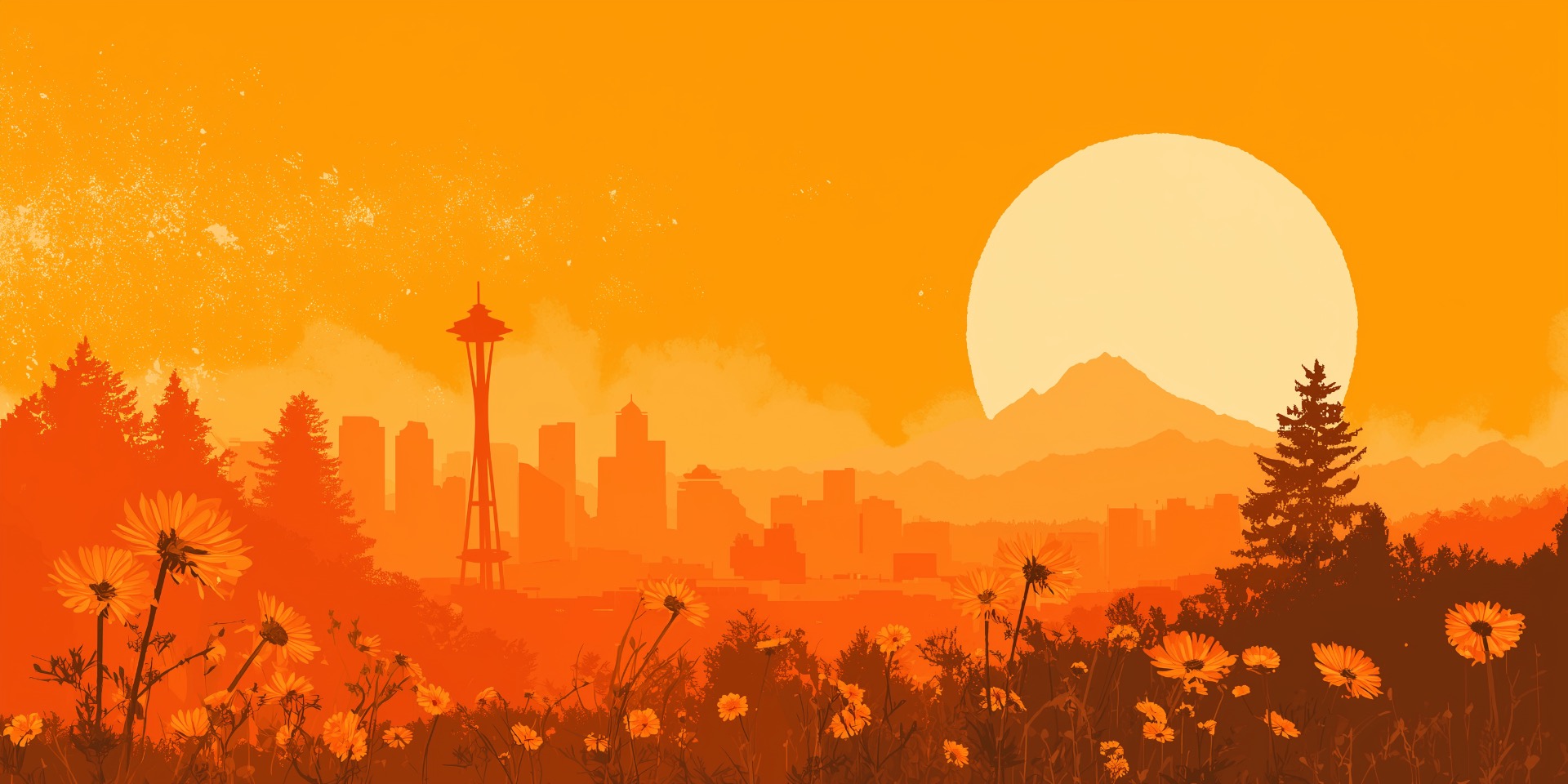 Seattle summer sunset with Space Needle