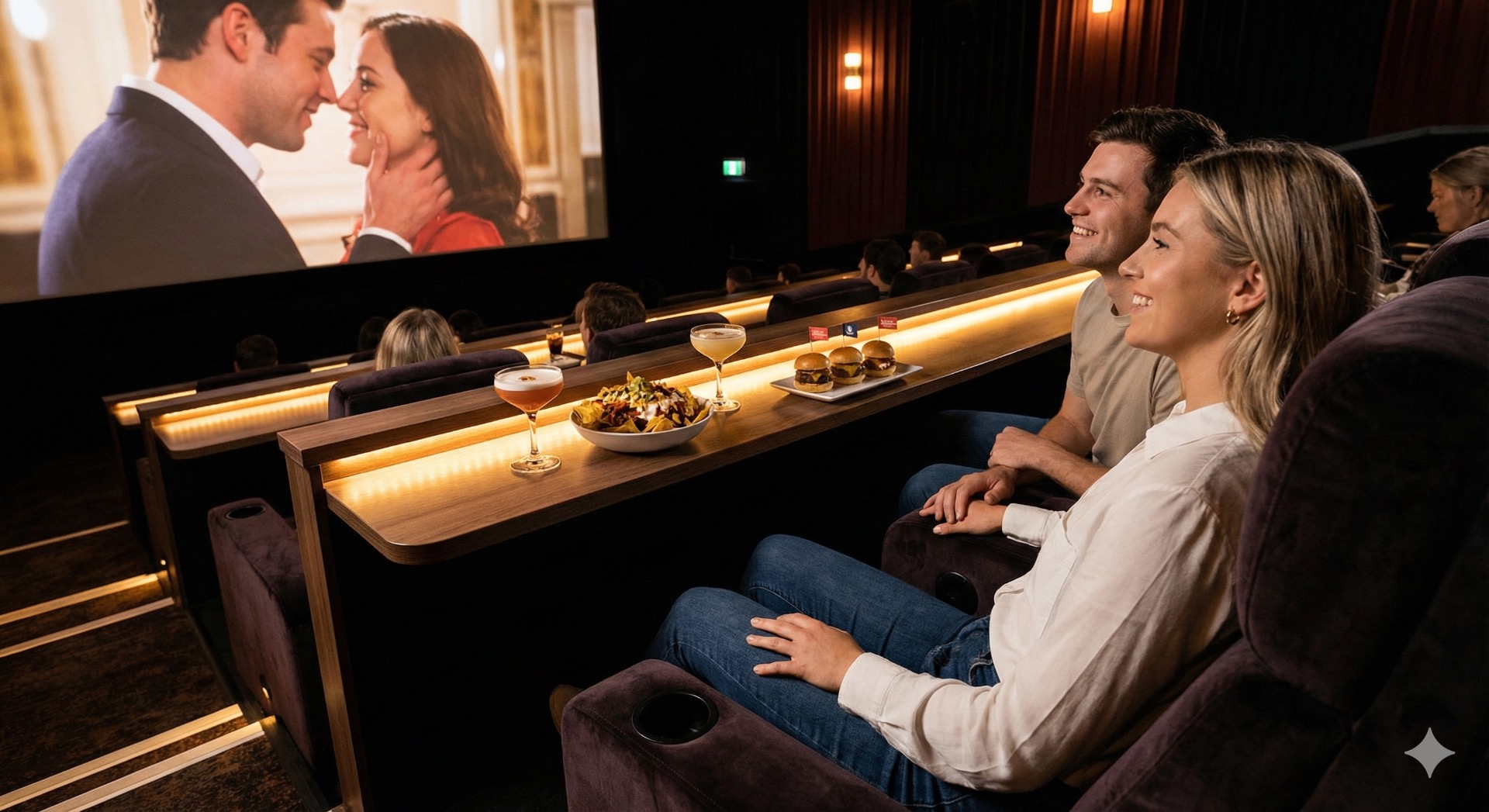 Relaxed first date dine-in theater - Regal Cinebarre Mountlake with recliners and full bar