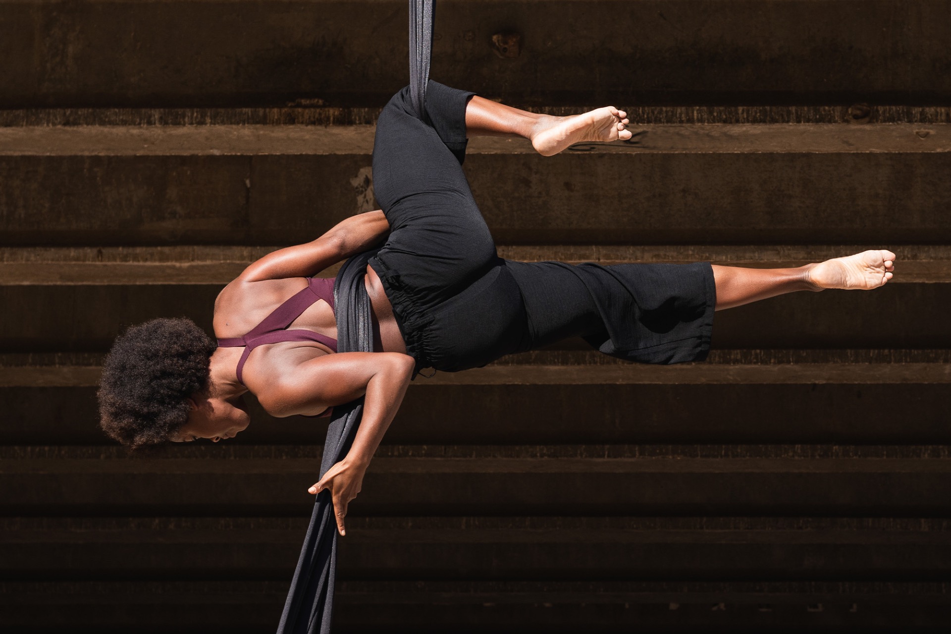 Flying trapeze aerial silks Seattle circus school couples adventure date